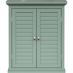 Teamson Armoire murale de salle de bain en effet bois vert avec 2 portes
