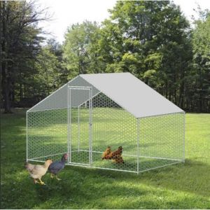 Enclos poulailler 6 m² parc grillagé 3x2 M acier galvanisé - Naturel