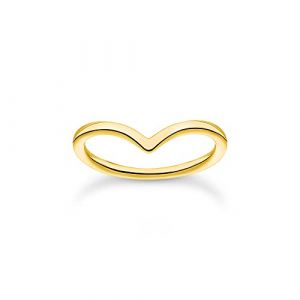 Thomas Sabo Femme Bague Forme de V Or Argent Sterling 925, Doré Or Jaune 18 Carats TR2393-413-39