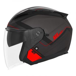 Nox Casque jet N129 Triom noir mat/rouge- S