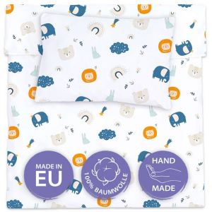 Image de Housse de couette enfant 90 x 120 cm - parures de lit enfants taie oreiller 60x40 en coton Motif arc-en-ciel