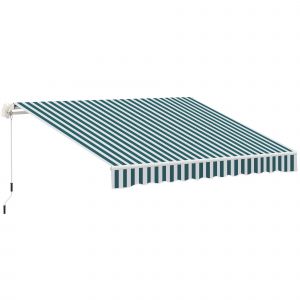 Sunny Auvent articulé manuel 4m avec manivelle Alu Blanc+Vert 395 x 245 cm