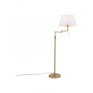 Image de Qazqa Lampadaire | Lampe sur pied Moderne - Ladas Lampe Bronze Blanc - E27 - Convient pour LED - 1 x 40 Watt