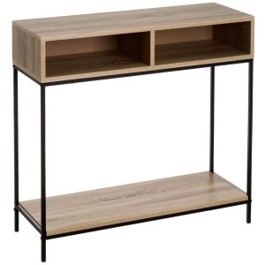 Wadiga Console d'entrée en bois et métal noir à 2 casiers 80x30x75cm