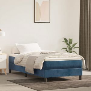 VidaXL Lit à sommier tapissier et matelas Bleu foncé 80x200 cm Velours - Bleu foncé