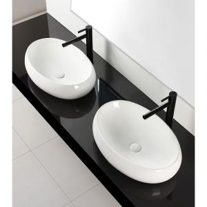 R&eacute;a Vasque &agrave; poser Melania Lavabo Salle de Bain 405 x 600 x 145 mm en C&eacute;ramique (Blanc)