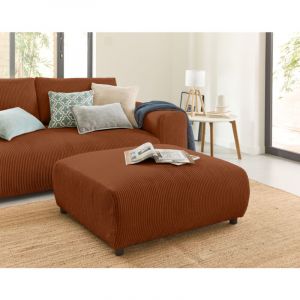 Garance - pouf modulable - en velours c&ocirc;tel&eacute; - Terracotta