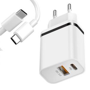 Chargeur Adaptateur Rapide 2 Ports Usb Type-C + Câble Usb-C 1m Pour Redmi Note 12 / Note 12 Pro / Note 12 Pro+ - E.F.Connection