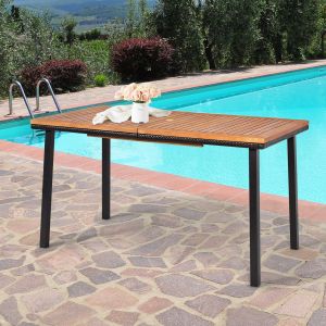 Coast Garden table table de salle à manger avec trou en surplomb table en bois table de patio en bois d'acacia 140 x 75 x 76 cm naturel