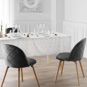 Nappe Antitache Rectangulaire 140x240 Cm - Mikado Or - Blanc Blanc
