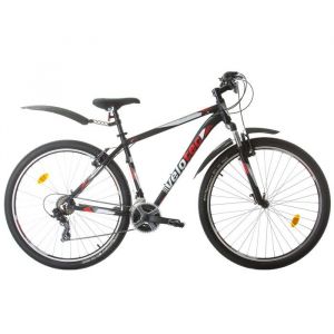 VTT 27.5'' Cadre Aluminium - Fourche T&eacute;lescopique - 21 Vitesses avec &eacute;quipement Shimano (Noir & Rouge)