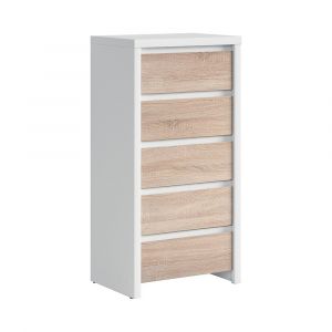 Chiffonnier 5 tiroirs Soren Blanc et Bois