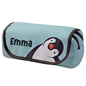 Trousse Scolaire Personnalisée Plumier à 2 Compartiments – Pochette Multifonction Trousse à Stylo Manchot