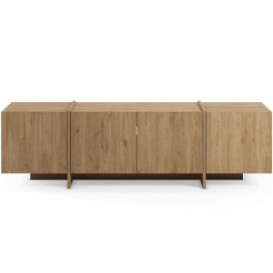 Meuble TV 4 portes décor chêne 180 cm - Owen