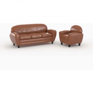 Rendez Vous D&eacute;co Ensemble canap&eacute; et fauteuil camel 4 places - Club