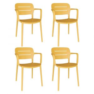 Now's Home Lot de 4 fauteuils de table extérieur en polypropylène, sunset