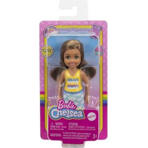 Barbie C lsea GXT36 Poupée 15cm Brunette Jupe à imprimé nuage et chaussures blanc s