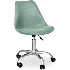 Chaise De Bureau Rembourrée - Avec Roulettes - Tulipe Bleu Pastel