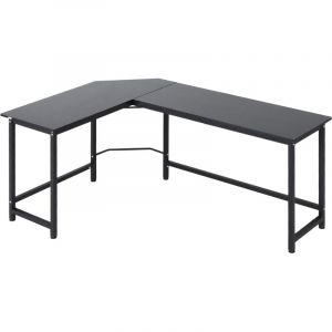 Bureau d'angle en L pour ordinateur en metal, noir
