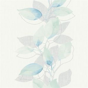 Papier peint floral Profhome 378151 papier peint intissé légèrement texturé avec un dessin floral brillant vert bleu blanc gris 5,33 m2 vert