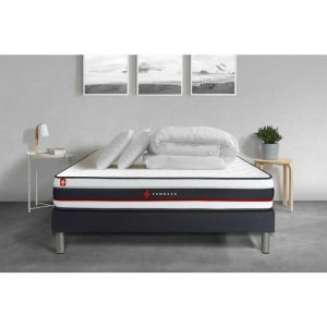 Pack matelas sommier kit 200x200 oreiller couette