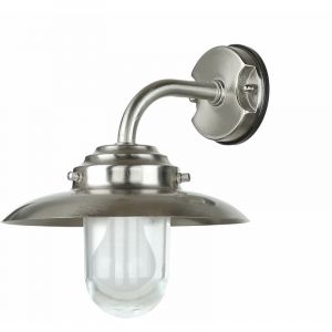 Applique d'ext&eacute;rieur en laiton v&eacute;ritable verre en nickel mat IP64 porte d'entr&eacute;e jardin E27 max 18W lanterne maritime applique d'ext&eacute;rieur balcon KAVALA