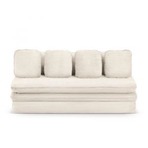 Banquette en velours côtelé 3 places ecru