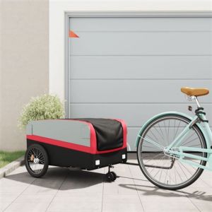 VidaXL Remorque de vélo noir et rouge 45 kg fer