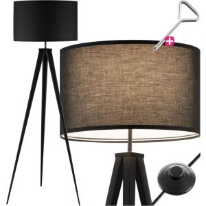 TecTake Lampadaire Lunaris, abat-jour en tissu, trépied - Lumière, éclairage, source lumineuse