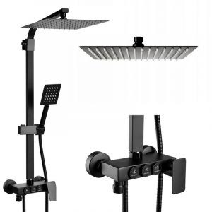 Desconocido - Silla Élégant Colonne de Douche avec Mitigeur Réglable en Hauteur Système de Douche, Noir