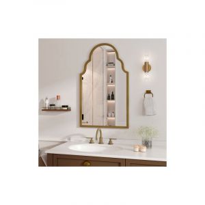 Wishdor - Miroir de salle de bain 61x101 cm, cadre en métal, pour salle de bain, salon, chambre, cuivre