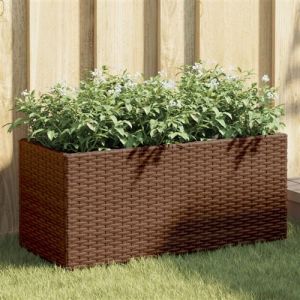 VidaXL Jardini&egrave;re avec 2 pots marron 72x30x32 cm r&eacute;sine tress&eacute;e, jardini&egrave;re d'ext&eacute;rieur, bac &agrave; fleurs, bac &agrave; tomates, jardini&egrave;re de terrasse