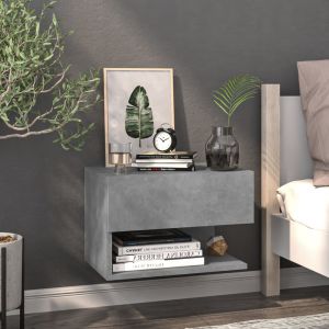 VidaXL Table de chevet murale Gris b&eacute;ton Bois d'ing&eacute;nierie - Gris