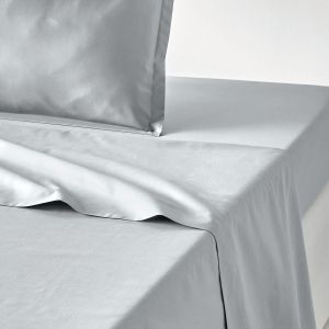 Drap plat uni percale de coton Qualité Best Gris Perle Taille 180X290 cm;240X290 cm;270X290 cm