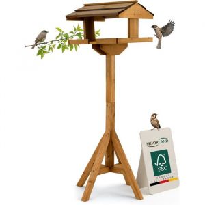 Moorland Nichoir Mangeoire Oiseaux Exterieur sur Pied 114 cm avec Toit – Résistant aux Intempéries Toute lAnnée – VH4