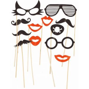 Kit photobooth 12 pièces lunettes et moustaches