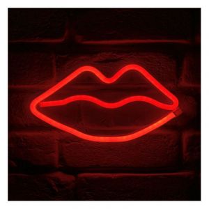 Ostaria Néon mural à piles Bouche rouge - Rouge