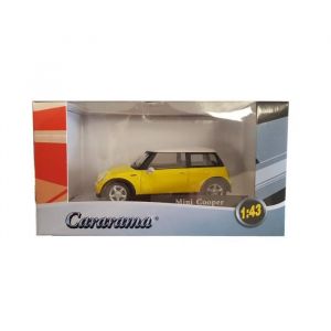 HTC Voiture miniature MINI COOPER jaune et blanc Cararama 1/43