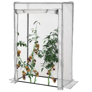 Outsunny Serre de jardin serre à tomates porte zippée déroulante - 1x0,5x1,5m - acier PVC blanc transparent