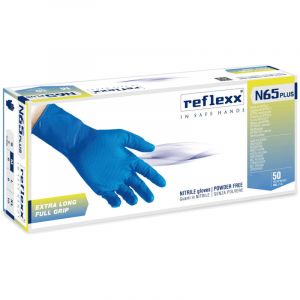 Reflexx N65P/M Gants en nitrile full grip MANCHETTE X-LONG 29 CM, taille M