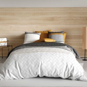 Parure de lit 2 places coton &agrave; motifs 240x260 cm