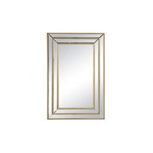 Miroir biseauté en bois d'eucalyptus BAKOU - L. 60 x H. 90 cm - Doré