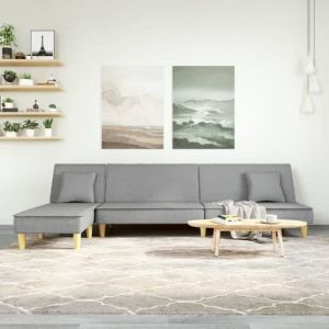 VidaXL Canapé-lit en forme de L gris clair 255x140x70 cm tissu 3157247