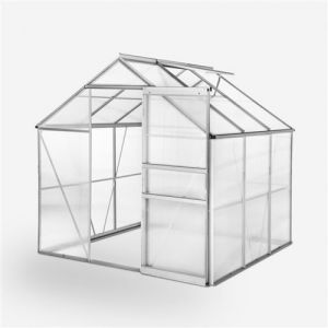 Serre de jardin en aluminium et polycarbonate avec porte-fen&ecirc;tre 183x185x205 cm Vanilla