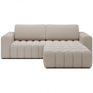 Canapé d'angle droit convertible Clovis Bouclette Beige