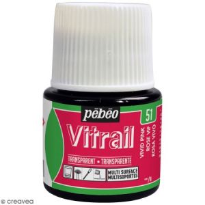 Pebeo Peinture vitrail transparente - 45 ml - Rose vif