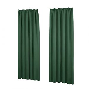 Lot de 2 Rideaux Occultants Galon Fronceur, 140x290 cm, Vert Sapin - Vert Sapin - Deconovo