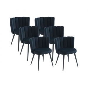 Pascal Morabito Lot de 6 chaises en velours et métal - Noir - PRANILA de