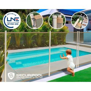 Barri&egrave;re piscine d&eacute;montable SECURIPOOL Sable 6m fixations 16mm