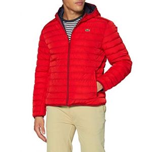 Image de Lacoste Lightweight Foldable Hooded Water-resistant Pufffer S-M Black / Red - Black / Red - S-M